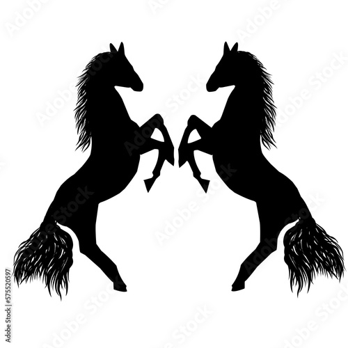 silhouettes of 2 horses standing opposite each other