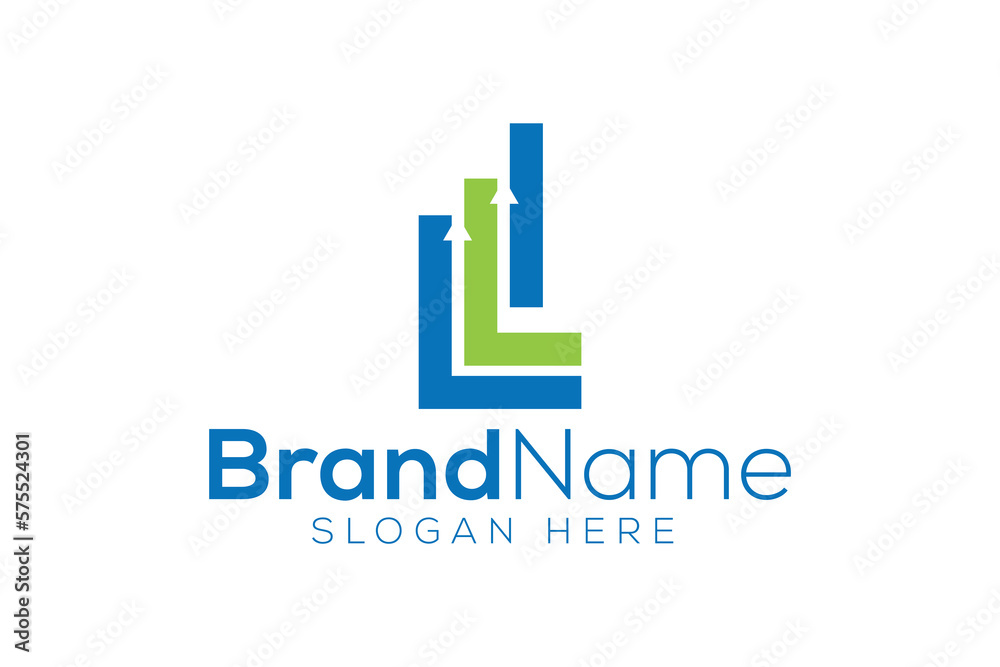 Minimal letter L arrow icon logo design template