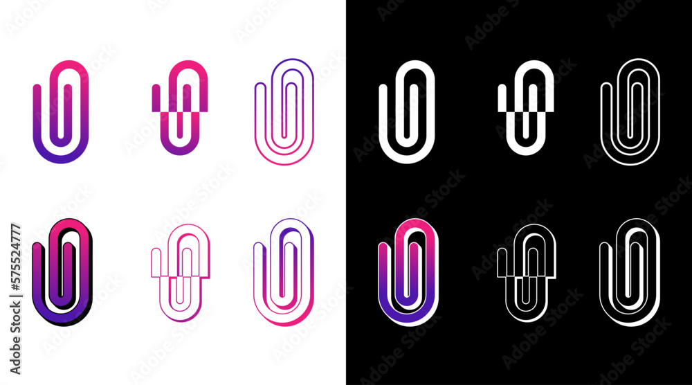 Paper clip logo icon collection bundle vector office document Design