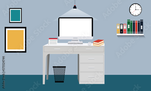 Flat workspace with modern elements