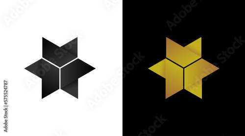gold hebrew Star logo vector chevron monogram icon Design template
