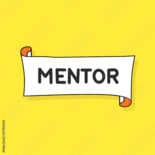 Mentor word writing text on white paper, banner template. Advice Mentoring Mentorship Business Success vector.