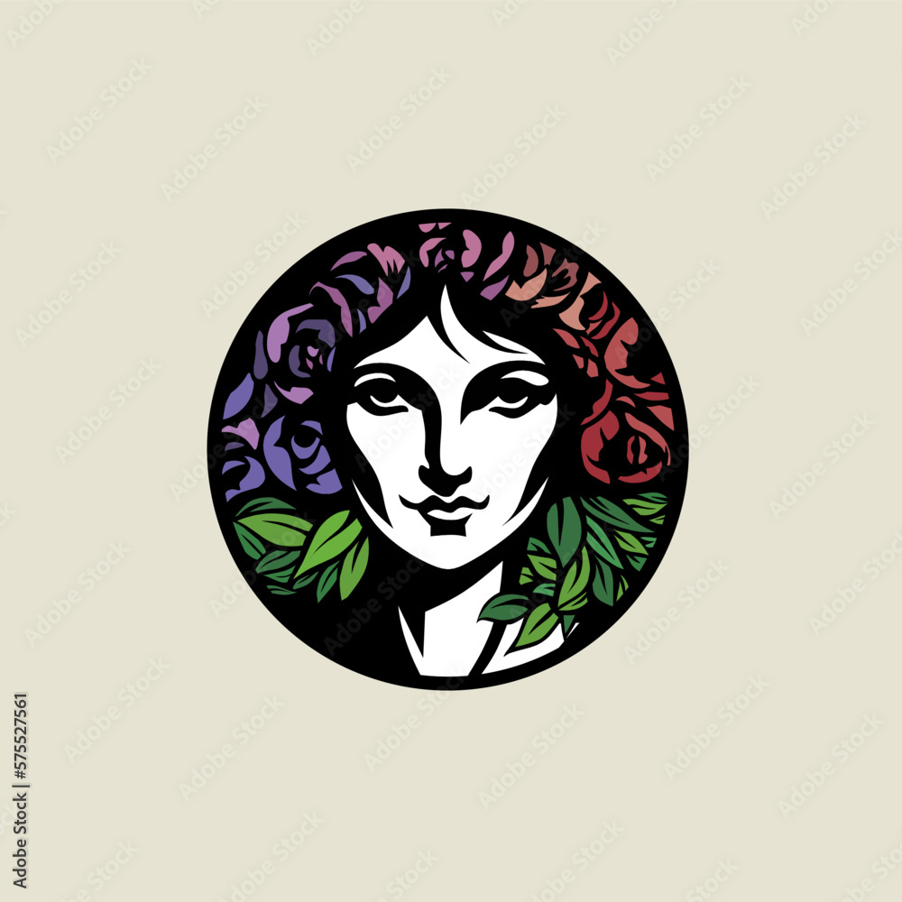 Beautiful women's logo with rose hair Beautiful women's logo with rose hair