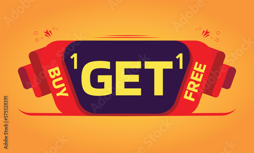 Buy 1 Get 1 Free. sale tag. banner design template.