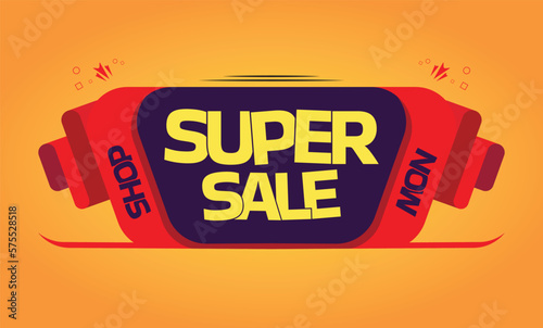 SUPER SALE SHOP NOW modern Banner design template.