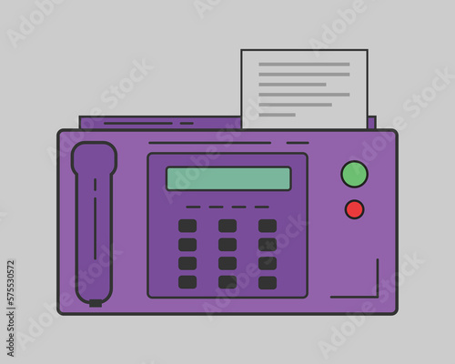 retro fax machine flat vector illustration 90s 80s memories nostalgia