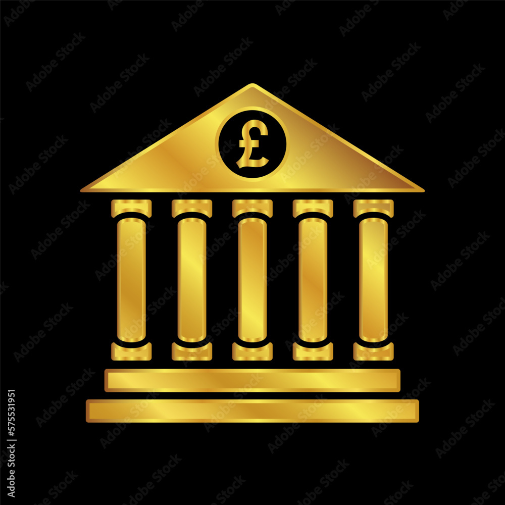 bank icon, bank vector logo template in gold color bank icon, bank vector logo template in gold color