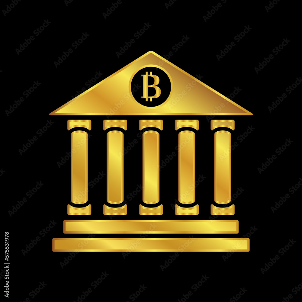 bank icon, bank vector logo template in gold color bank icon, bank vector logo template in gold color