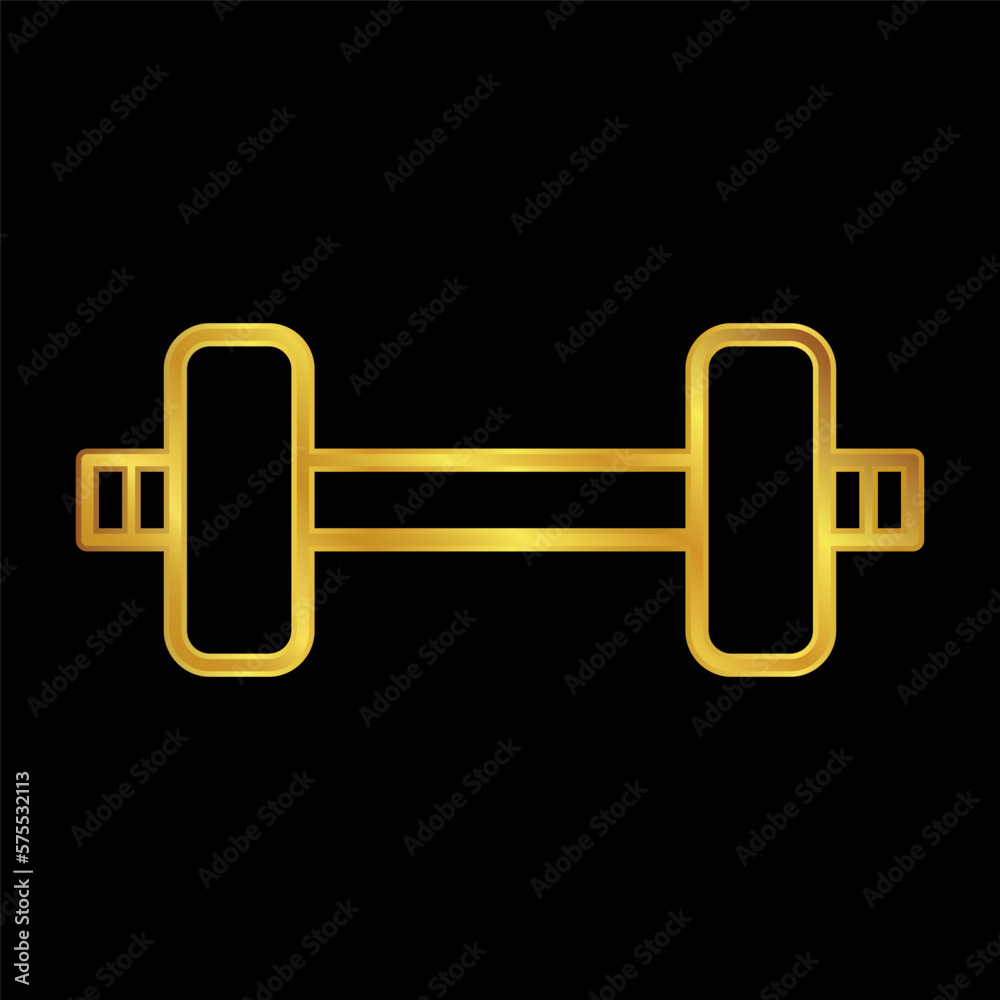 dumbbell icon, dumbbell vector logo template in gold color dumbbell icon, dumbbell vector logo template in gold color