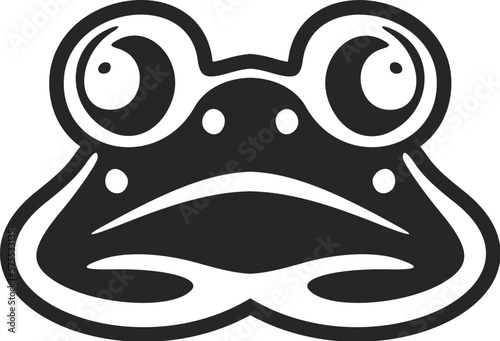 Exquisite simple black white vector logo of the toad. Isolated.