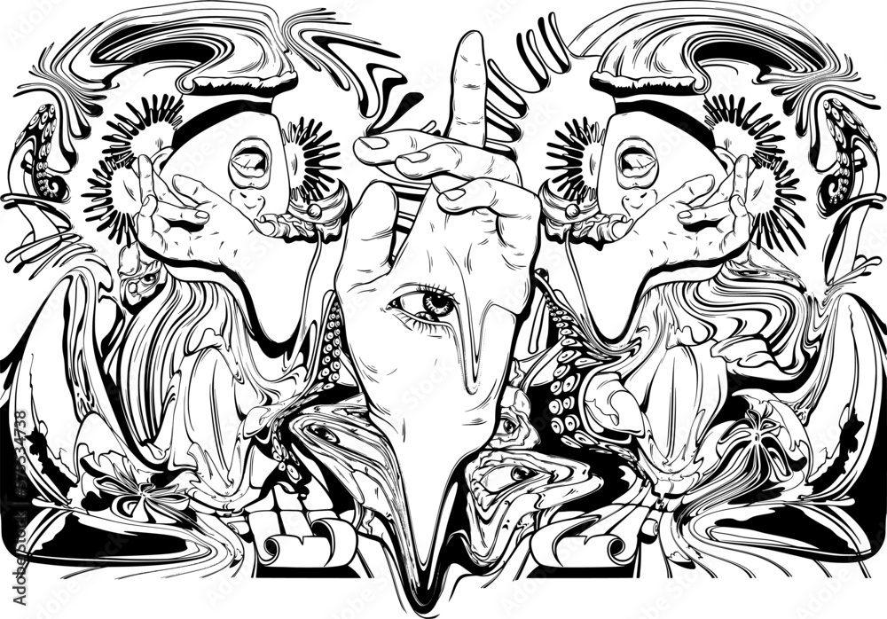 Vector hand drawn surreal illustration. Vector hand drawn surreal illustration.