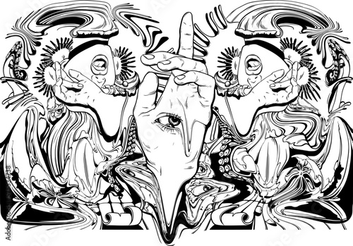 Vector hand drawn surreal illustration.
