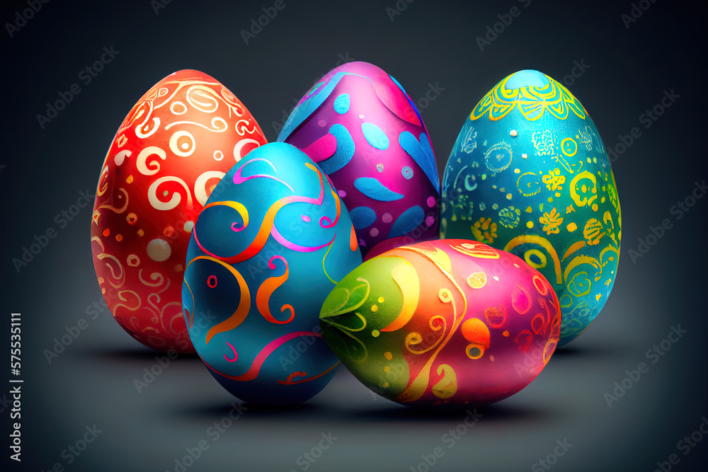 Colorful Easter Eggs. Generative Ai