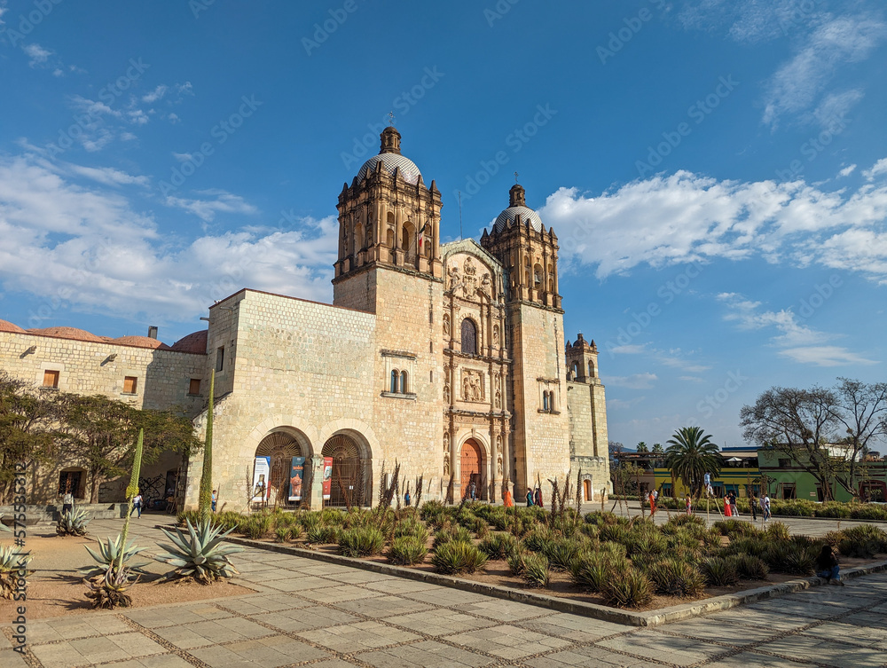 Beautiful view of Santo Domingo Catherdral in Oaxaca, Mexico summer 2023