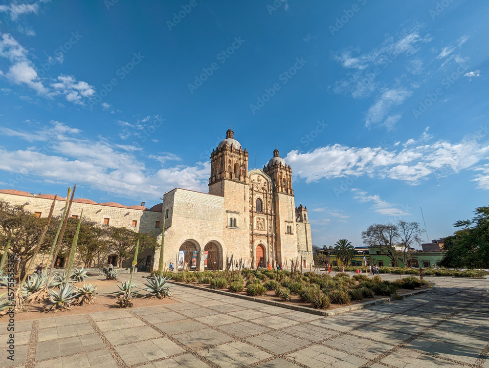 Hispanic church in Oaxaca, Mexico, travel landscape panoramic view visit 