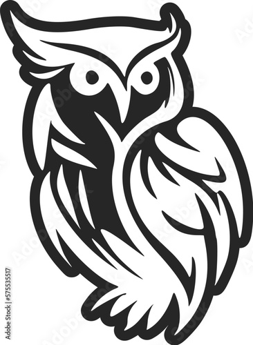 An elegant simple black owl logo. Isolated on a white background.