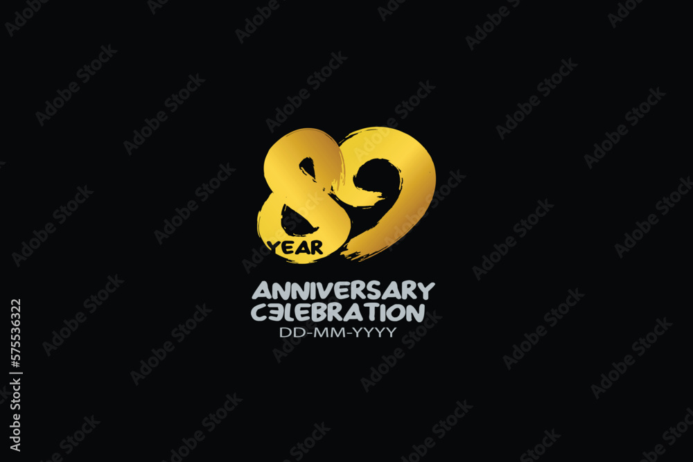 89th, 89 years, 89 year anniversary celebration abstract style logotype. anniversary with gold color isolated on black background, vector design for celebration vector 89th, 89 years, 89 year anniversary celebration abstract style logotype. anniversary with gold color isolated on black background, vector design for celebration vector