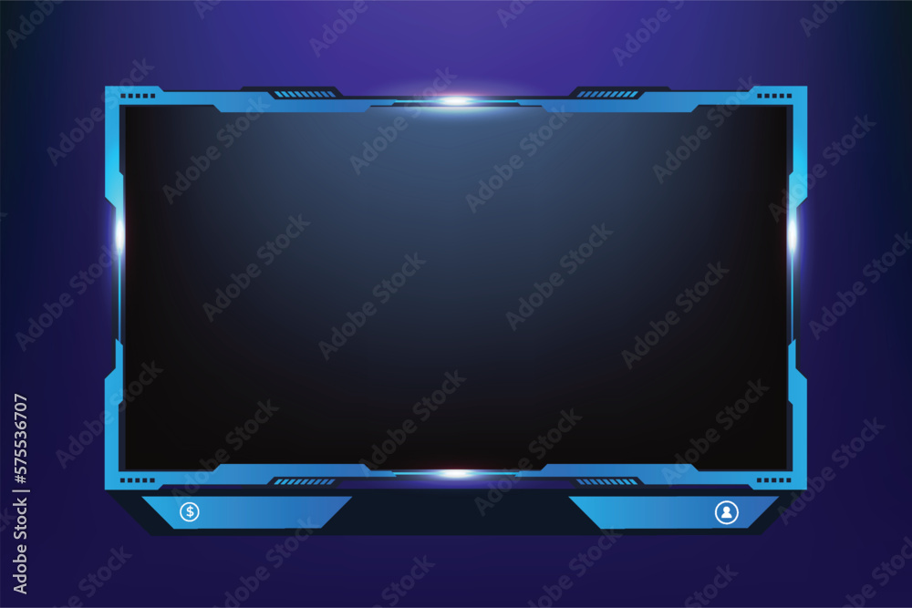 Futuristic Gaming Screen Panel And Border Design Vector. Live