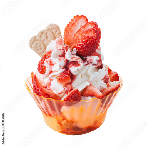 Принти на полотні Delicious strawberry ice cream sundae in a cup