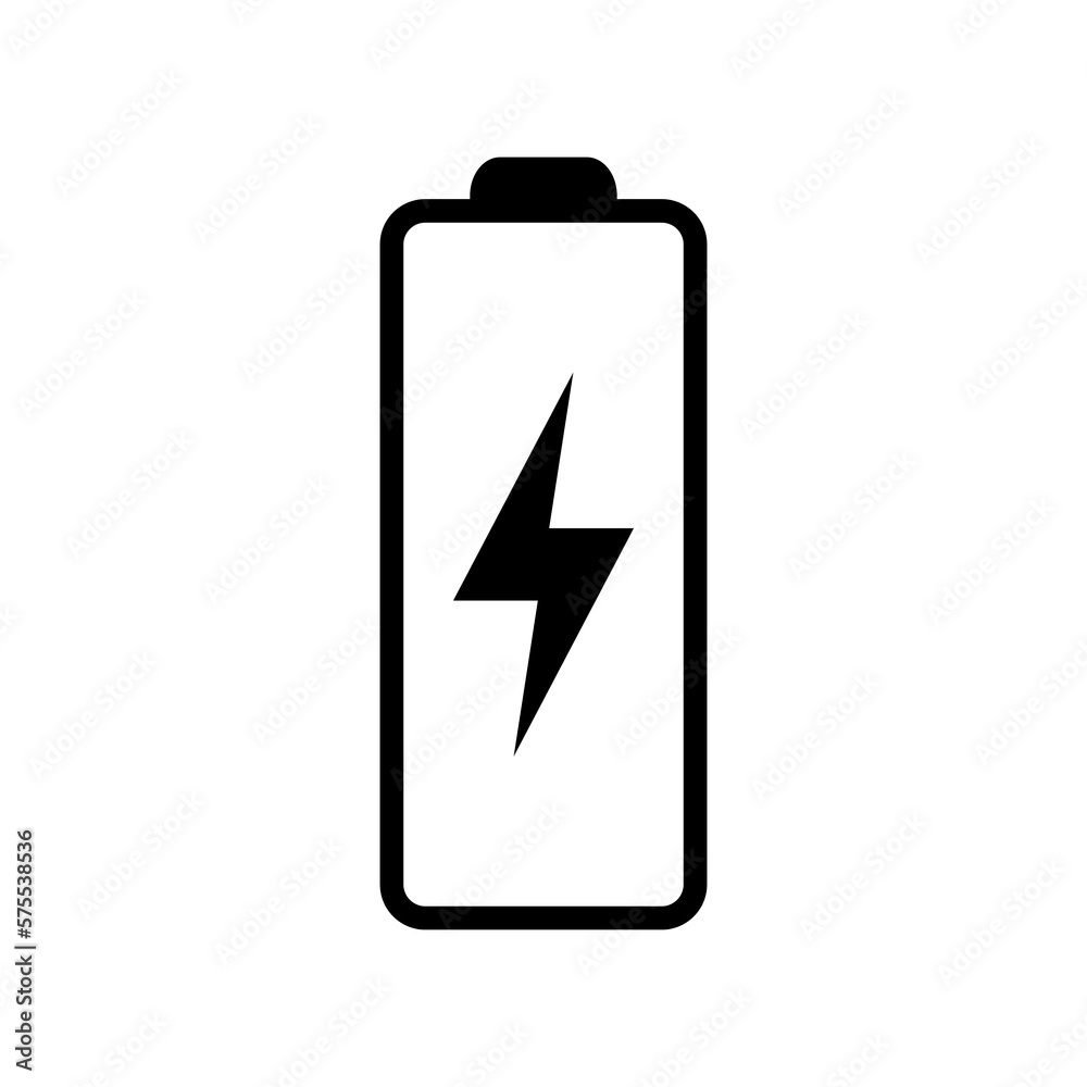 Battery icon with lightning bolt sign. Battery charging icon with lightning bolt symbol. Battery icon with lightning bolt sign. Battery charging icon with lightning bolt symbol.
