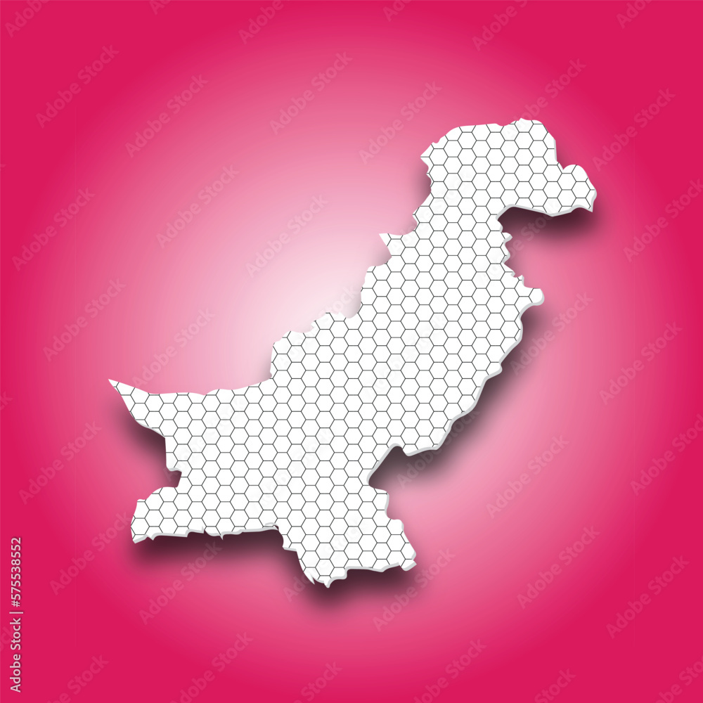 Pakistan map vector design in 3d style polygon pattern with gradient ...