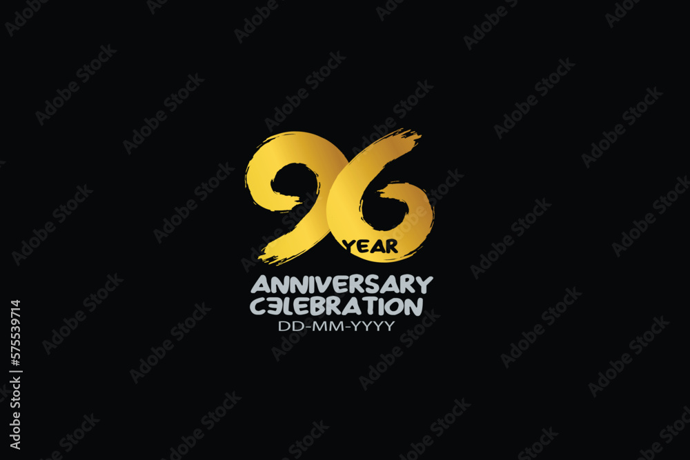96th, 96 years, 96 year anniversary celebration abstract style logotype. anniversary with gold color isolated on black background, vector design for celebration vector