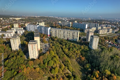 several apartment blocks of the old housing estate from the times of PRL in Gdansk, Poland