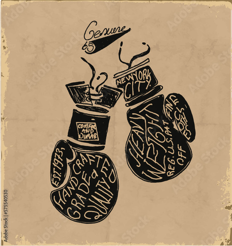 boxing and glove illustration for print