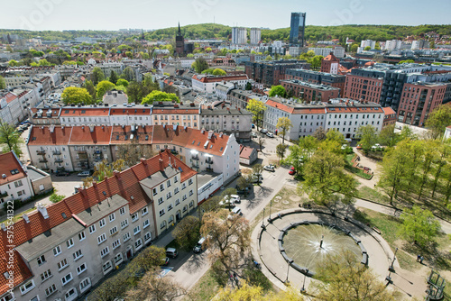 Obraz na płótnie Top view from the drone on historic housing estates in Gdansk w salonie