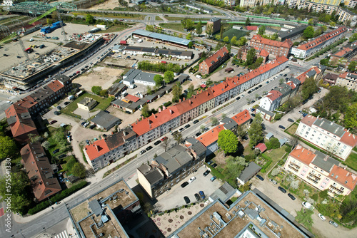 Top view from the drone on historic housing estates in Gdansk © sebastiangora