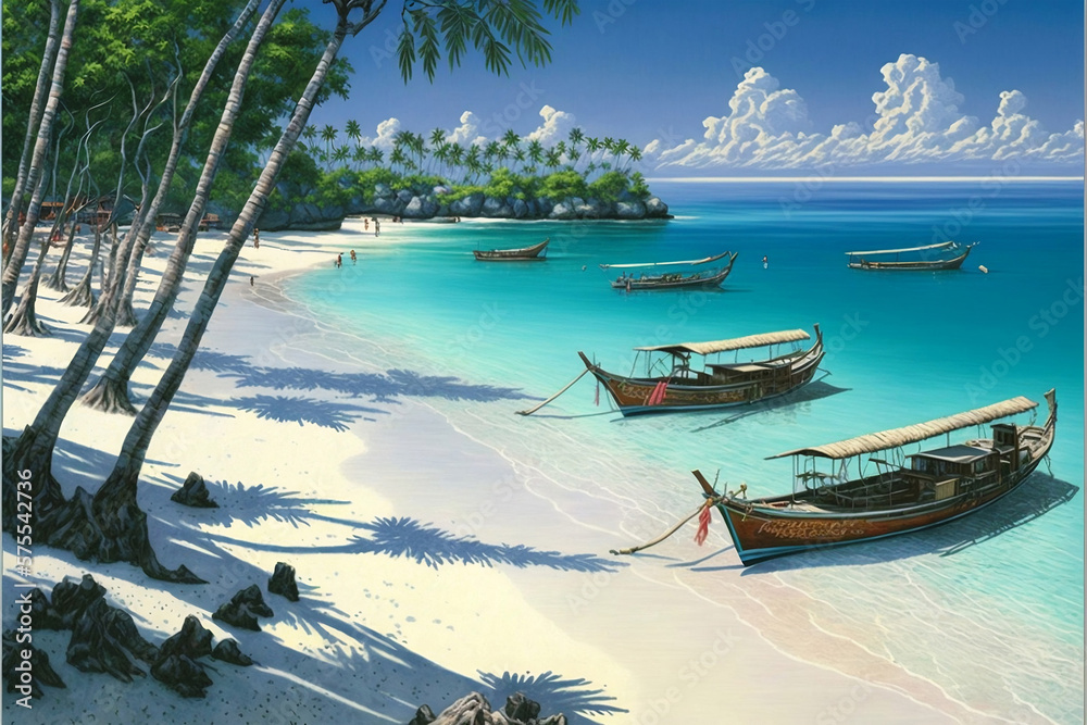 Fototapeta premium Capturing the Beauty of Bali's Idyllic Tropical Beach through Generative AI
