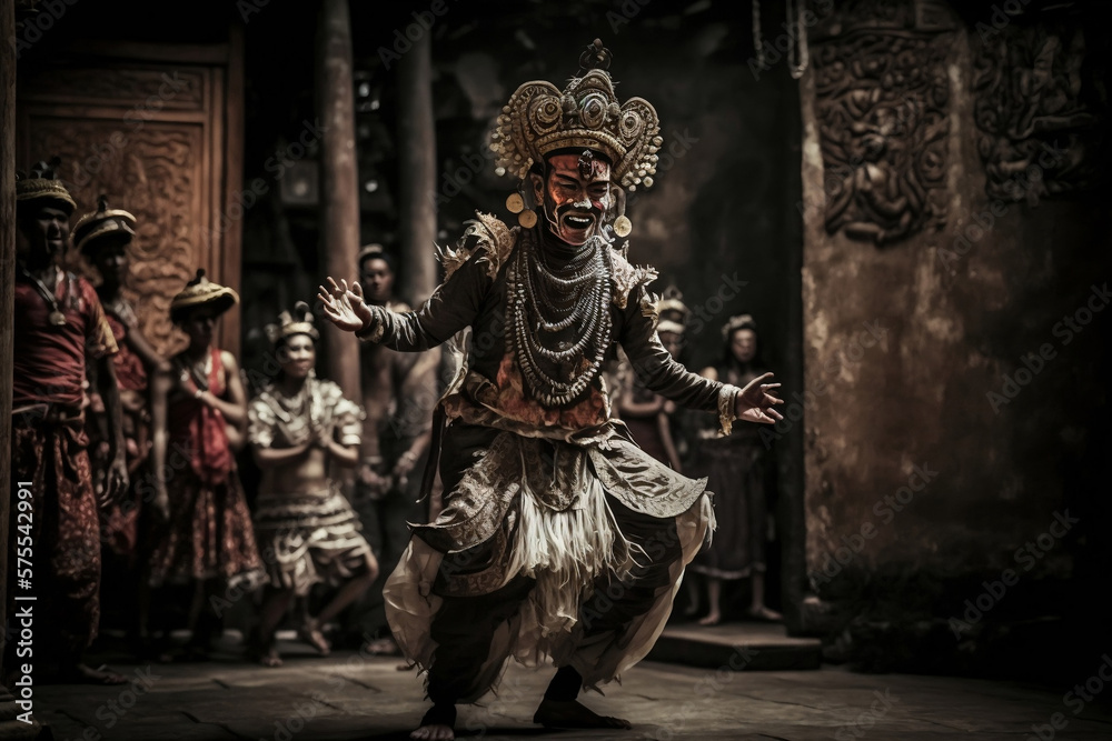 Bali's Enchanting Dance Performance: A Generative AI Journey through the Beauty of Balinese Dance by an Indonesian Girl in Traditional Costume