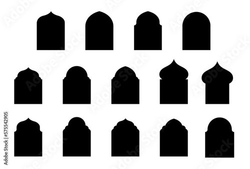 set of islamic frames shapes badges. set of silhouette of Islamic Bagde