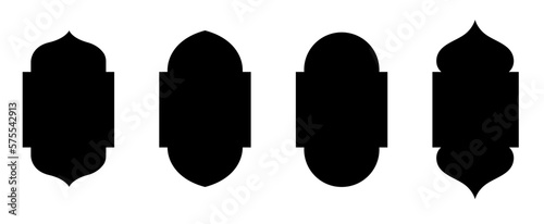 set of islamic frames shapes badges. set of silhouette of Islamic Bagde. Arab frame set