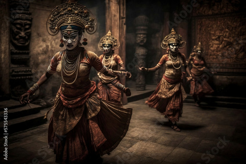 Experiencing the Beauty of Balinese Dance through Generative AI  A Traditional Indonesian Girl Dances in Bali Temple