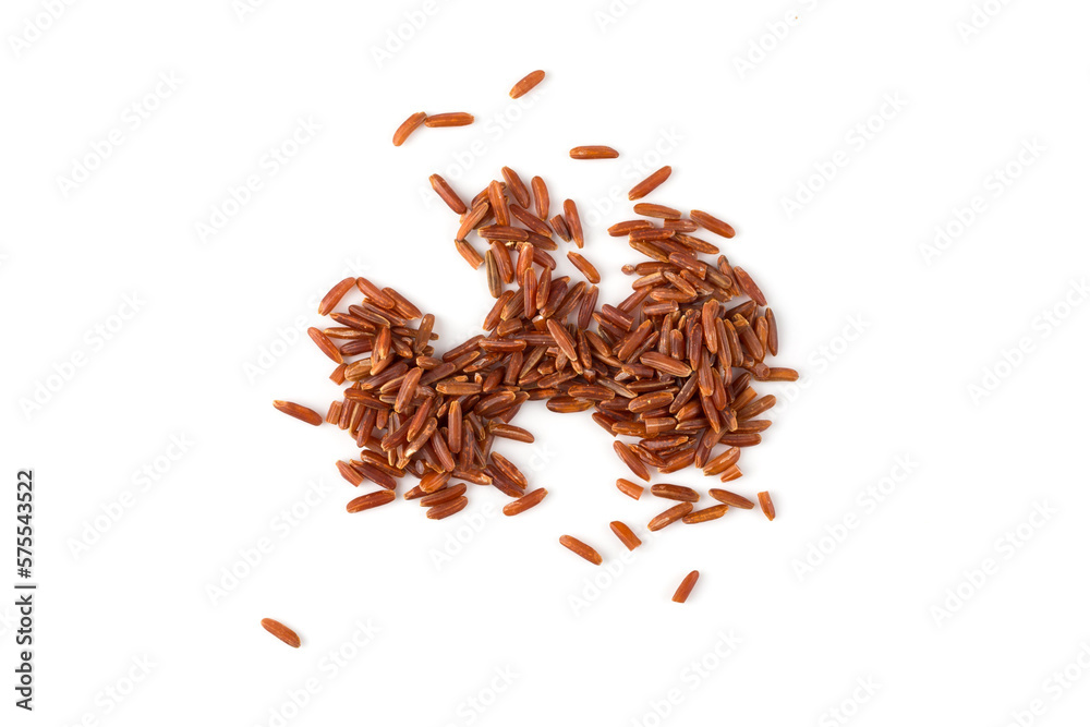 Obraz premium Red rice closeup on white