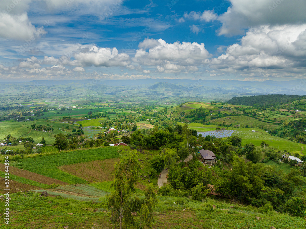 Agriculture in the highlands. Farmland and rice fields. Negros, Philippines