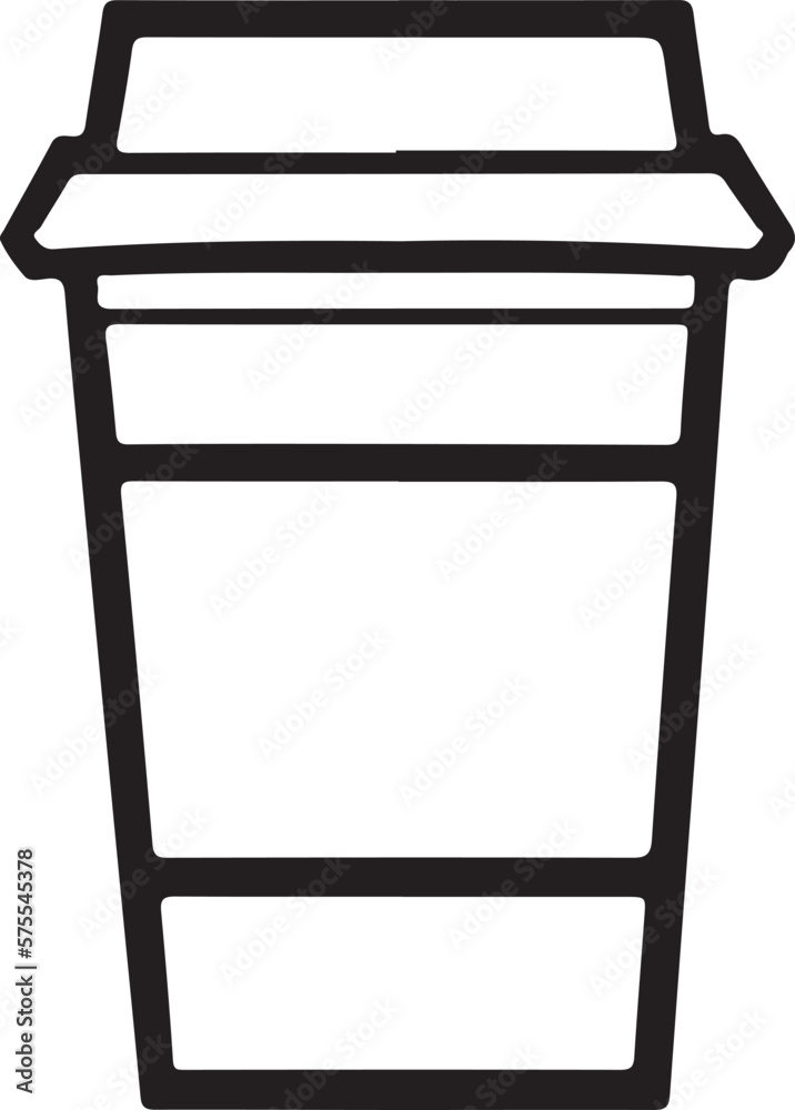 Minimalist Takeaway Coffee Cup Icon on White Background - Vector Illustration