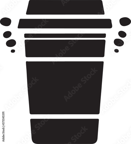 Minimalist Takeaway Coffee Cup Icon on White Background - Vector Illustration
