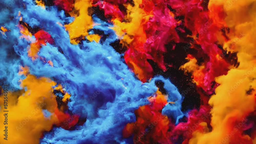 abstract splash painting watercolor hand drawn on dark background. Fantasy galaxy sky with colorful fire and smokes. Seamless and infinity looping animation. Live wallpaper or screen saver video. abstract splash painting watercolor hand drawn on dark background. Fantasy galaxy sky with colorful fire and smokes. Seamless and infinity looping animation. Live wallpaper or screen saver video.