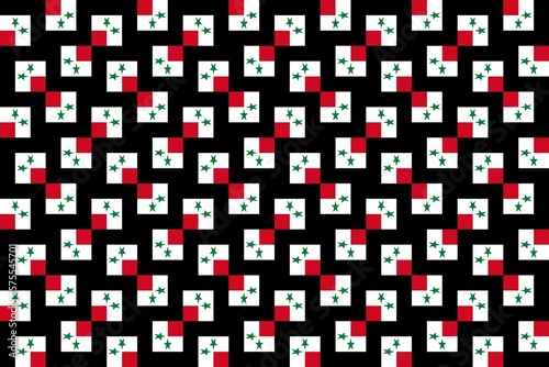 Geometric pattern in the colors of the national flag of Syria. The colors of Syria.