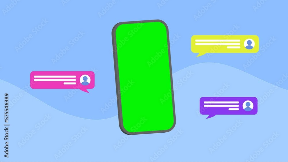 pop up smartphone with green screen template and chat notification animation pop up smartphone with green screen template and chat notification animation