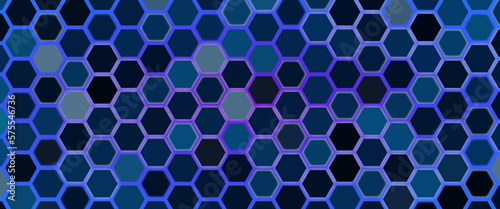 Abstract bright and colorful hexagon mosaic background. Beautiful colorful background of hexagonal shapes randomly. Hexagons line in luxury futuristic background. Fantasy style artistic wallpaper.