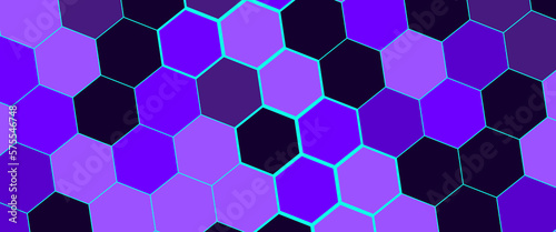Fototapeta Naklejka Na Ścianę i Meble -  Abstract colorful hexagons pattern and texture background. Futuristic surface hexagon pattern with light rays. Overlapping geometry polygonal shape. Modern simple style hexagonal graphic concept.