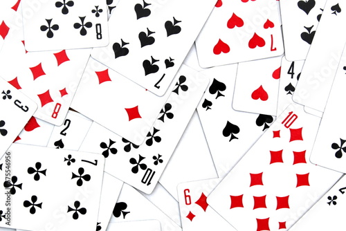 Texture from scattered different playing cards.