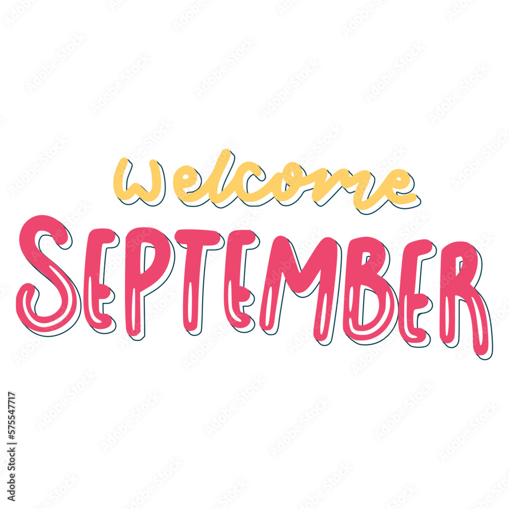 Welcome September Lettering Sticker. Autumn Lettering Stickers