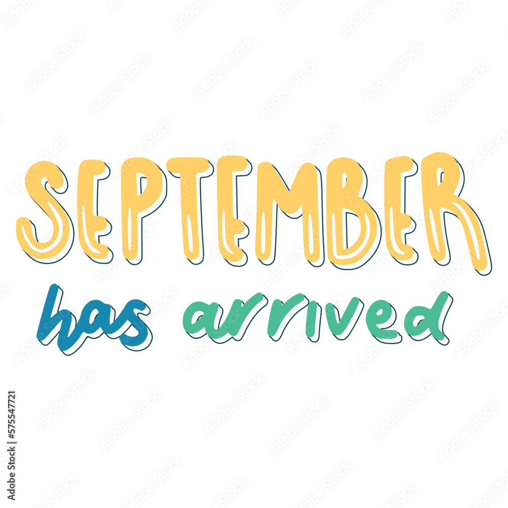 September Has Arrived Lettering Sticker. Autumn Lettering Stickers