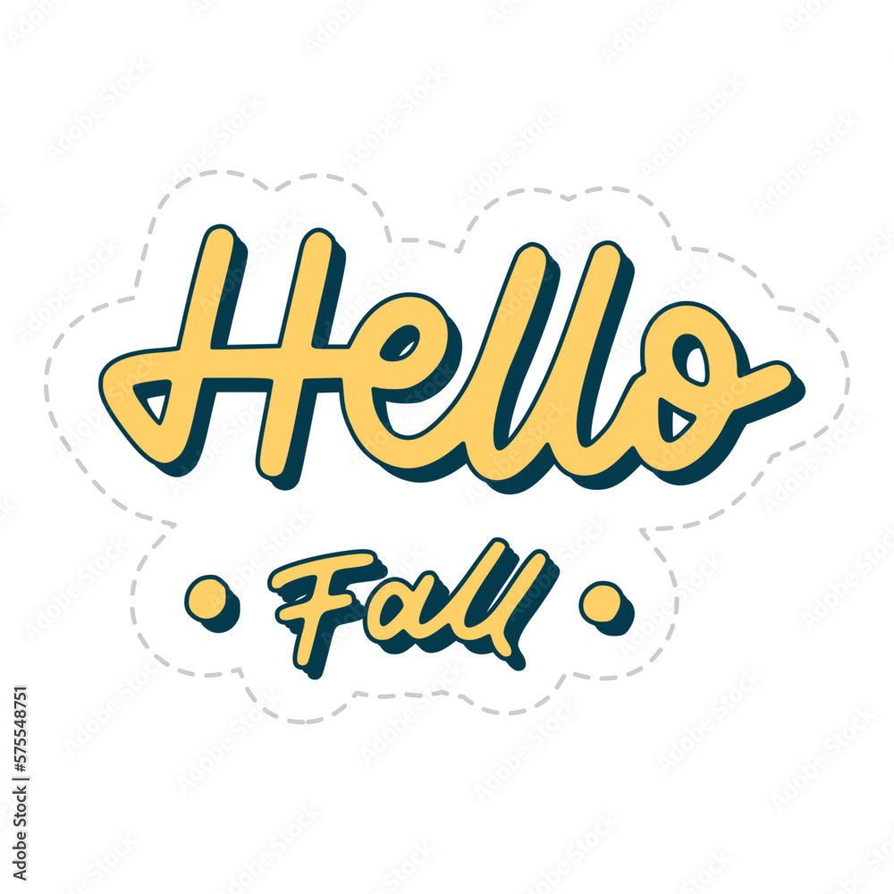 Hello Fall Lettering Sticker. Autumn Lettering Stickers Hello Fall Lettering Sticker. Autumn Lettering Stickers