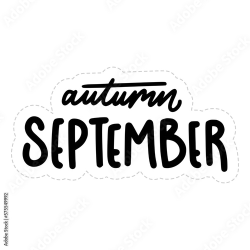 Autumn September Lettering Sticker. Autumn Lettering Stickers