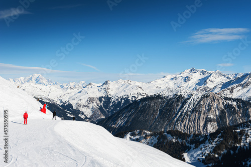 Ski resort in winter Alps mountains, France. Meribel, France.